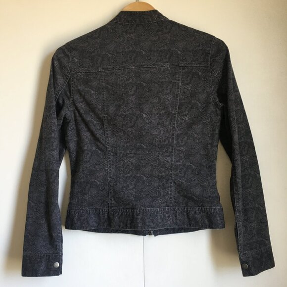 Kenneth Cole Reaction Cotton Paisley & Lace Print Moto Jacket - Picture 2 of 16